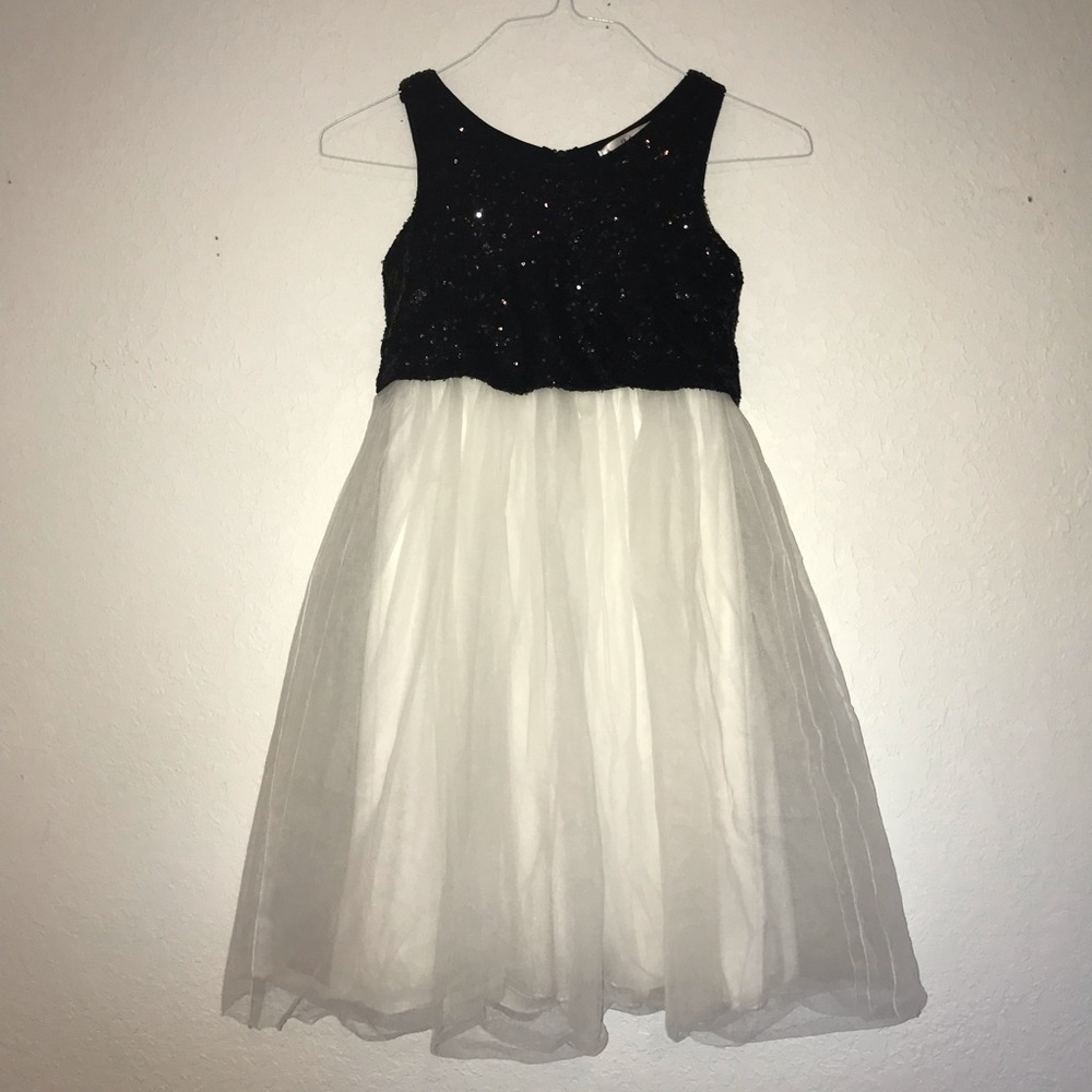 Emerald Gumdrops Black Sequin White Tulle Dress